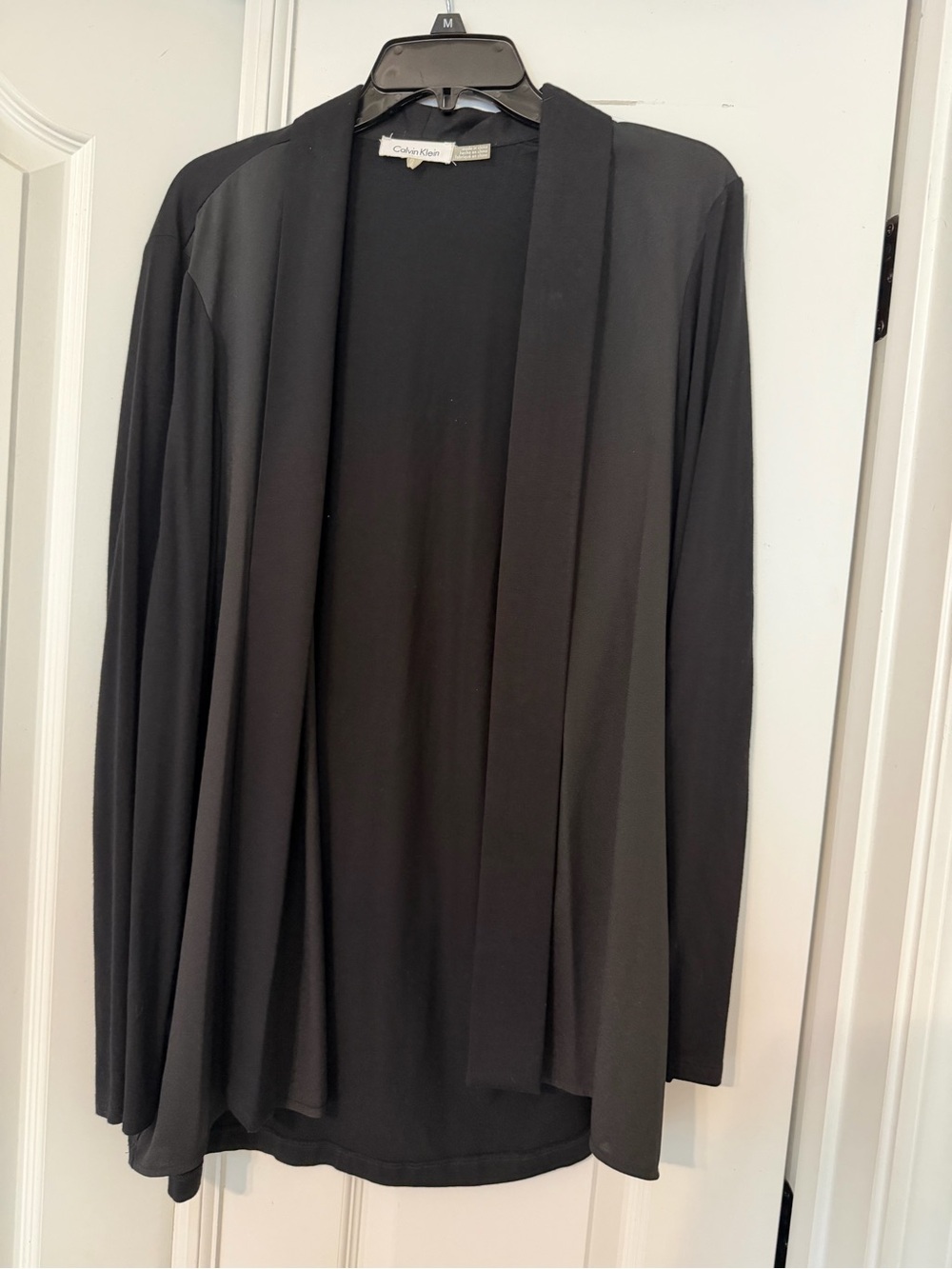 Calvin Klein Women's Black Open-Front Draped Cardigan